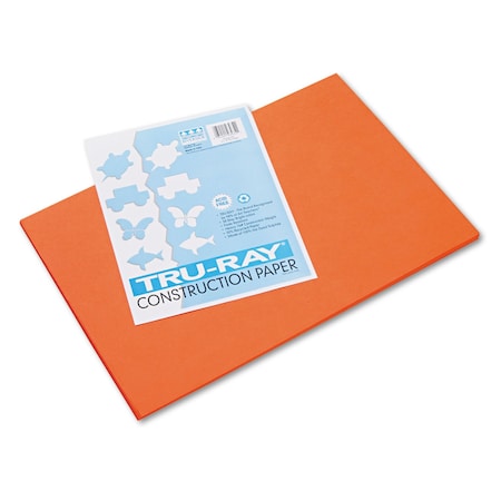 Pacon Tru-Ray Construction Paper, 76 lb Text Weight, 12 x 18, Orange, PK50 103034
